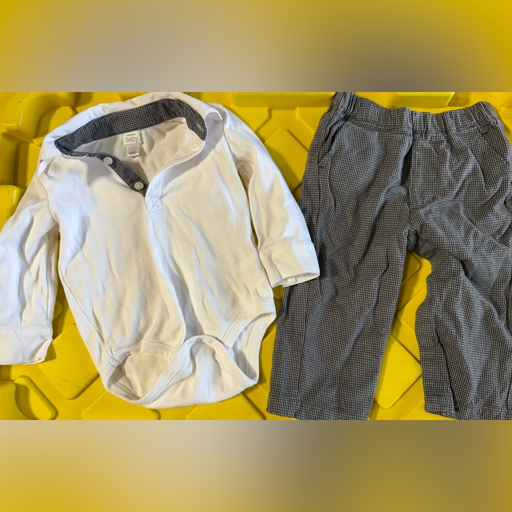 Nordstrom Baby Boys Black and White Gingham Pants and matching onesie Cotton